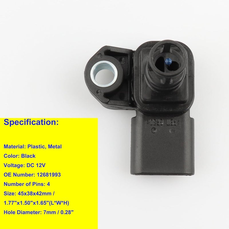 GBDAMI 12681993 Intake Air Pressure and Temperature Sensor Compatible With Chevy GMC Silverado Malibu Equinox Cruze, Sierra 2500 3500, Cascada Encore, 12670600 12707766 Manifold Pressure (MAP) Sensor - Image 4